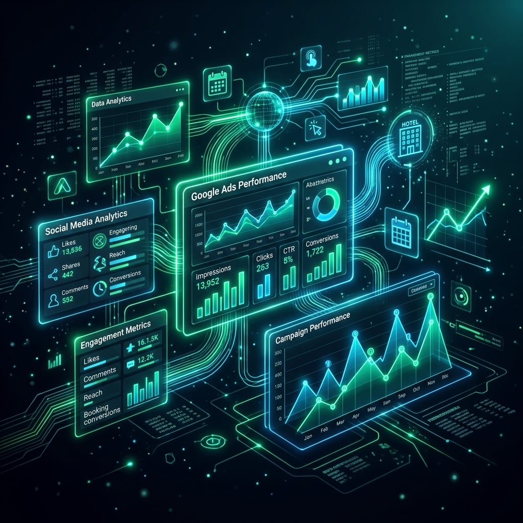 Google Ads ve sosyal medya analitik paneli